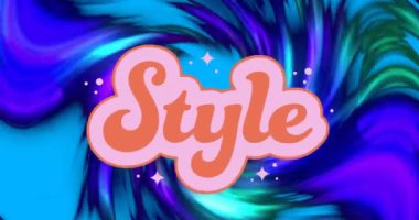 Renkli arkaplanda stil metninin canlandırması. Soyut arkaplan ve şablon kavramı, dijital olarak oluşturulmuş video.