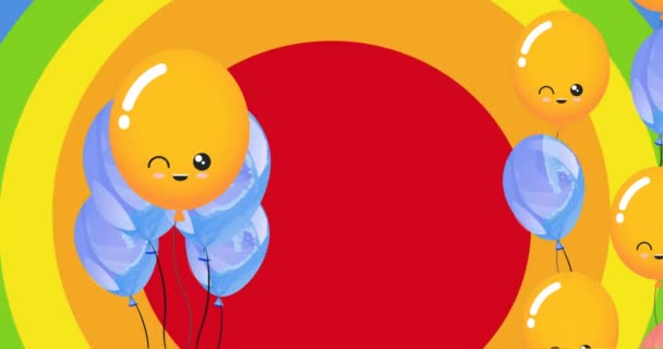 在彩虹的背景上 在彩虹的心脏上 用彩色的气球来动画快乐的生活 Lgbtq 表达和色彩概念数码视频 — 图库视频影像