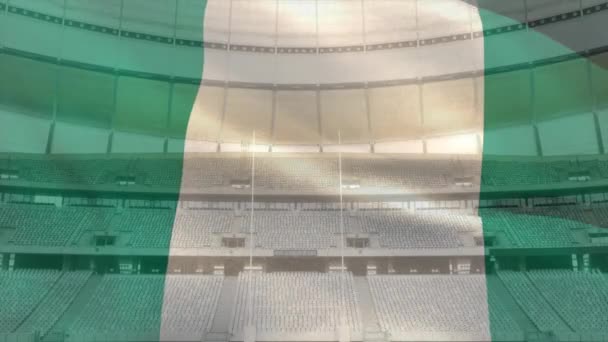 Animation Drapeau Agitant Nigeria Sur Stade Sport Compétition Nationalité Concept — Video