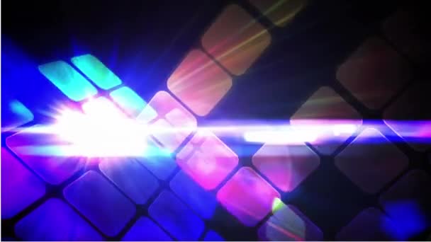 Animatie Van Lichtvlek Gradiënt Vierkant Patroon Tegen Zwarte Achtergrond Achtergrondconcept — Stockvideo
