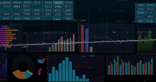Animace Zpracování Finančních Údajů Černém Pozadí Globální Finance Výpočetní Technika — Stock video