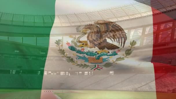 Animacja Machającej Flagi Meksyku Nad Stadionem Koncepcja Sportu Konkurencji Narodowości — Wideo stockowe