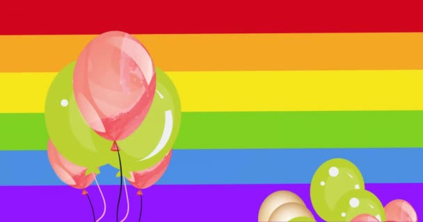 Animation Colourful Balloons Rainbow Background Abstract Background Pride Celebration Pattern — Stock Video