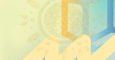 Renkli şekiller ve bej arka planda ananas animasyonu. Soyut arkaplan, şablon ve dijital arayüz kavramı, dijital olarak oluşturulmuş video.