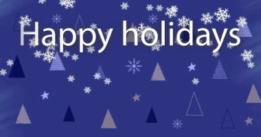 Mutlu Noel mesajlarının animasyonu Noel ağaçları ve yağan karlar üzerine. Noel, şenlik, kutlama ve gelenek konsepti dijital olarak oluşturuldu.