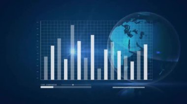 Animation of financial data processing over globe on black background. Global business, finances and digital interface concept digitally generated video.