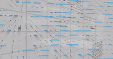 Beyaz arka planda finansal veri işleme animasyonu. Dijital olarak oluşturulan küresel finansman, iş, bilgisayar ve dijital arayüz kavramı.