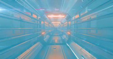 Mavi arkaplandaki dijital tünelin animasyonu. Renkler, şekiller, hareket ve dijital arayüz konsepti dijital olarak oluşturulmuş video.