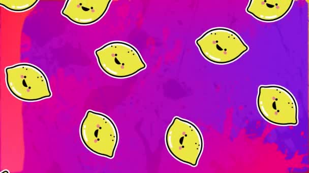 柠檬在粉色到橙色的背景上移动的动画 柑橘类水果 颜色和图案概念数字生成视频 — 图库视频影像