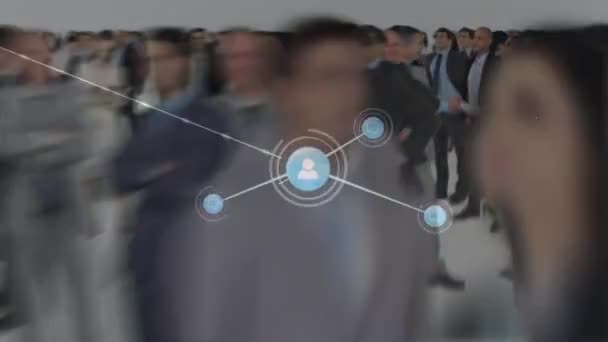 Animacja Sieci Połączeń Ikonami Różnych Biznesmenach Globalne Finanse Biznes Połączenia — Wideo stockowe