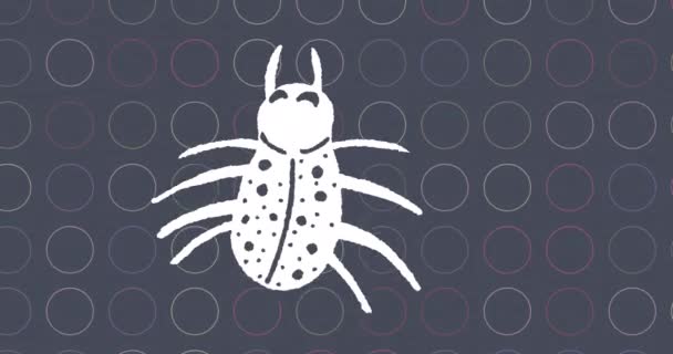 반지와 배경에 곤충의 애니메이션 끼치는 크롤리 디지털 방식으로 생성된 — 비디오