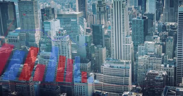 Animace Zpracování Finančních Dat Celém Městě Globální Finance Obchod Připojení — Stock video