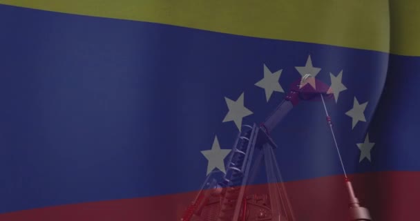 Анимация Нефтяной Вышки Флага Венезуэлы Мировые Финансы Бизнес Связи Вычислительная — стоковое видео
