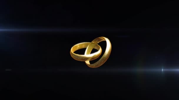 배경에 연동된 반지와 애니메이션 결혼식 동일성 디지털 방식으로 비디오 — 비디오