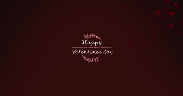 Animation Des Valentinstags Textes Mit Muster Auf Braunem Hintergrund Valentinstag — Stockvideo
