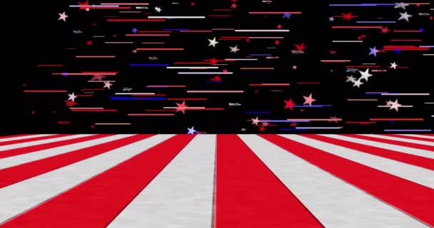 Animation Rayures Étoiles Colorées Avec Drapeau Des Etats Unis Patriotisme — Video