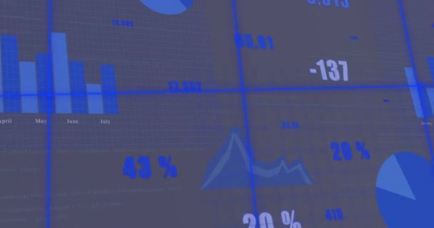 Animazione Dell Elaborazione Dei Dati Finanziari Griglia Sfondo Grigio Concetto — Video Stock