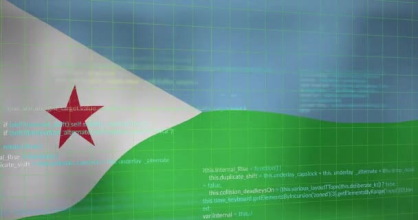 Animação Processamento Dados Sobre Bandeira Djibuti Economia Nacional Viagens Dados — Vídeo de Stock