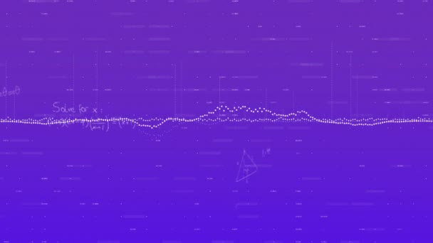 Анімація Обробки Даних Над Математичними Рівняннями Фіолетовому Фоні Рівняння Обчислення — стокове відео