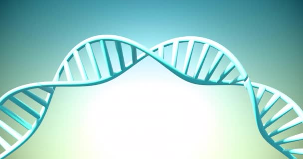 Animation Dna Strand Spinning Copy Space Green Background Global Science — Stock Video