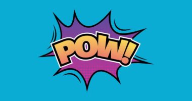 Mavi arkaplandaki pow metninin canlandırması. Sosyal medya, iletişim ve dijital arayüz kavramı dijital olarak oluşturulmuş video.