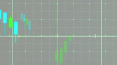 Gri arka planda finansal veri işleme sisteminin animasyonu. Küresel finans, iş, bağlantılar, hesaplama ve veri işleme kavramı dijital olarak oluşturulmuş video.