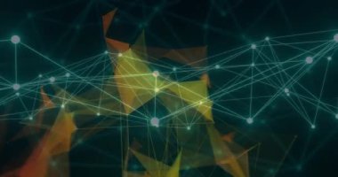 Şekiller üzerinden bağlantı ağının animasyonu. Küresel teknoloji ve dijital arayüz kavramı, dijital olarak oluşturulmuş video.
