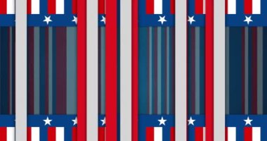 Amerikan bayrağıyla renklendirilmiş çizgi ve yıldızların animasyonu. Küresel vatanseverlik ve dijital arayüz kavramı, dijital olarak üretilen video.