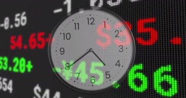 Zaman içinde finansal veri işleme animasyonu. Küresel finans, iş, bağlantılar, hesaplama ve veri işleme kavramı dijital olarak oluşturulmuş video.