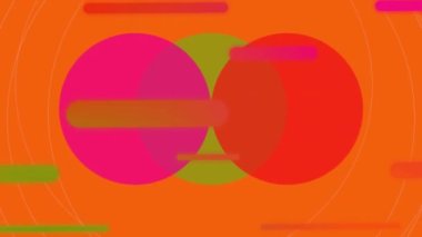 Turuncu arka planda renkli şekillerin canlandırılması. Soyut arkaplan, şablon ve dijital arayüz kavramı, dijital olarak oluşturulmuş video.