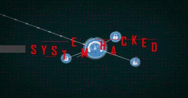 Siber saldırı metninin animasyonu ve siyah arkaplandaki bağlantı ağı. Küresel siber güvenlik, bağlantılar, hesaplama ve veri işleme kavramı dijital olarak oluşturuldu.