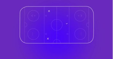 Hokey sahasındaki taktik oyun planının animasyonu. Spor, oyun, taktik, strateji, plan, spor alanı ve yarışma, dijital olarak oluşturulmuş video.