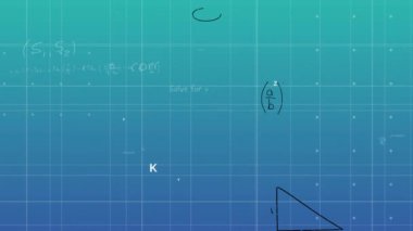 Mavi arkaplanda matematiksel denklemlerin animasyonu. Denklemler, hesaplama ve dijital arayüz kavramı dijital olarak oluşturulmuş video.