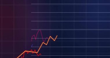 Karanlık arka planda finansal veri işleme sisteminin animasyonu. Küresel finans, iş, bağlantılar, hesaplama ve veri işleme kavramı dijital olarak oluşturulmuş video.