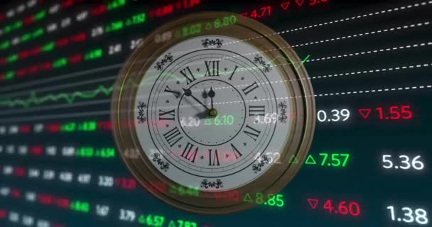 在时钟定时器上激活财务数据处理 全球金融 计算和数据处理概念 — 图库视频影像