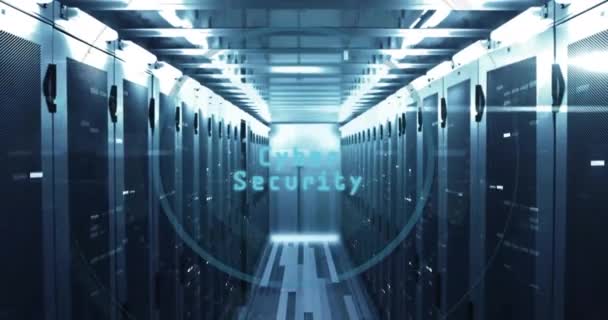 Animación Del Procesamiento Datos Seguridad Cibernética Través Servidores Informáticos Seguridad — Vídeo de stock