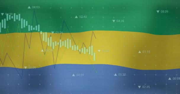 Animation Von Graphen Die Daten Über Die Flagge Von Gabun — Stockvideo