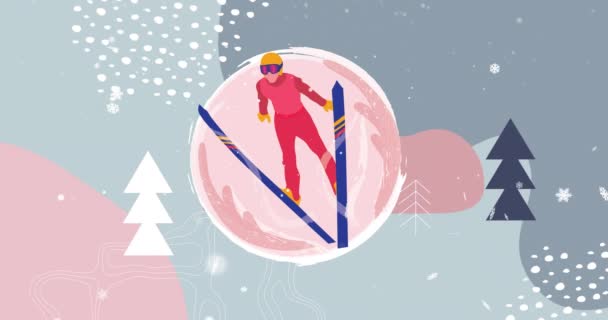 점퍼와 크리스마스 풍경에 떨어지는 애니메이션 크리스마스 디지털 방식으로 비디오 — 비디오