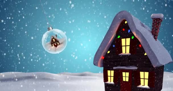 Анимация Снега Падающего Рождественский Снежный Шар Зимние Пейзажи Рождество Праздник — стоковое видео