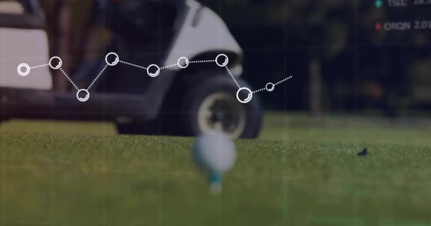 Animatie Van Gegevensverwerking Golfbal Tee Global Sports Finance Business Connecties — Stockvideo