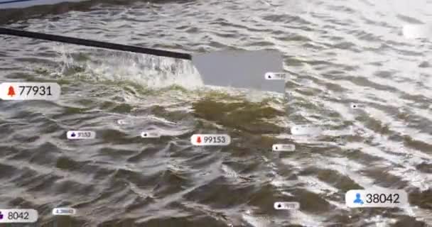 강에서 보트를 미디어 알림의 애니메이션 스포츠 네트워크 디지털 인터페이스 인터넷 — 비디오