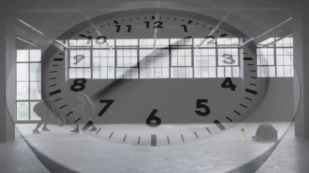 Animation Der Tickenden Uhr Über Dem Lager Globales Geschäfts Finanz — Stockvideo