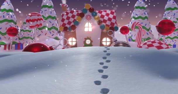 Animation Snow Falling Christmas Winter Scenery Christmas Festivity Celebration Tradition — Stock Video