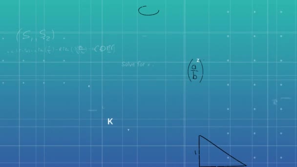Animacja Równań Matematycznych Niebieskim Tle Równania Koncepcja Komputerów Interfejsu Cyfrowego — Wideo stockowe