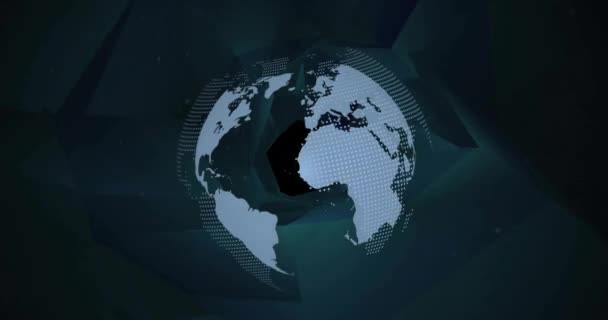 Animacja Wirującego Kuli Nad Cyfrowym Tunelem Koncepcja Globalnej Technologii Interfejsu — Wideo stockowe