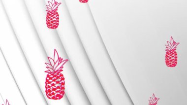 Beyaz arka planda hareket eden pembe ananas dizilerinin animasyonu. Meyve, turunçgiller, renk ve şablon konsepti dijital olarak üretilen video.