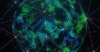 Şekillerin dünya çapındaki bağlantı ağının animasyonu. Küresel teknoloji ve dijital arayüz kavramı, dijital olarak oluşturulmuş video.