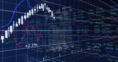 Animation of financial data processing on black background. Global finances, computing and digital interface concept digitally generated video.