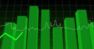 Siyah arkaplanda veri işleme animasyonu. Küresel teknoloji, bilgisayar ve dijital arayüz kavramı dijital olarak oluşturulmuş video.