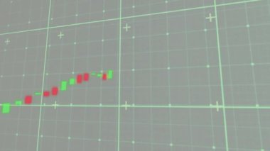Gri arka planda finansal veri işleme sisteminin animasyonu. Küresel finans, iş, bağlantılar, hesaplama ve veri işleme kavramı dijital olarak oluşturulmuş video.